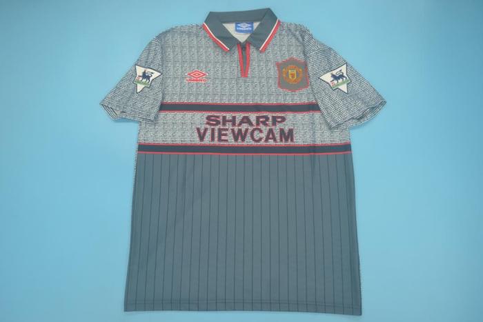 with EPL Patch Retro Jersey 1995-1996 Manchester United Third Soccer Jersey Vintage Football Shirt