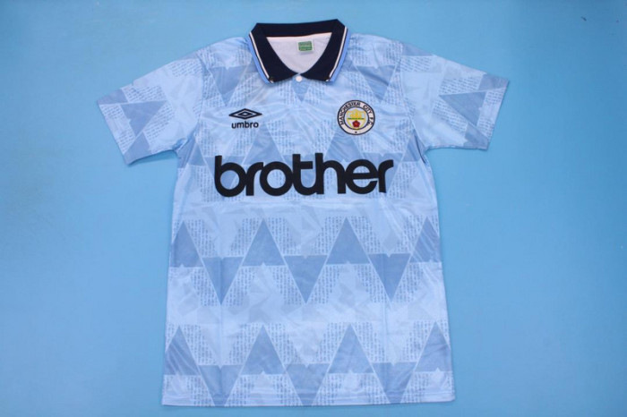 Retro Jersey 1988-1990 Manchester City GINGER NINJA 7 Home Soccer Jersey Blue Vintage Football Shirt