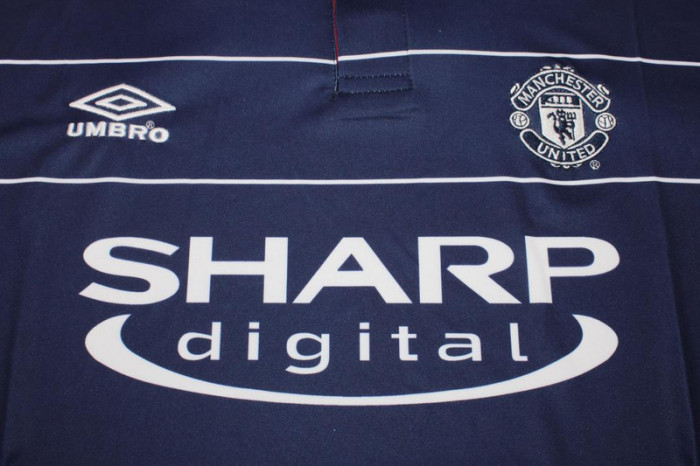 Retro Jersey 1999-2000 Manchester United Away Dark Blue Soccer Jersey Vintage Football Shirt