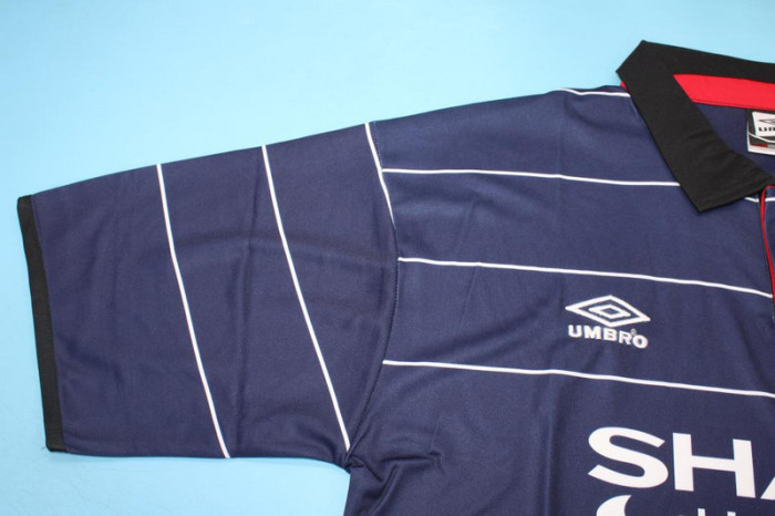 Retro Jersey 1999-2000 Manchester United Away Dark Blue Soccer Jersey Vintage Football Shirt