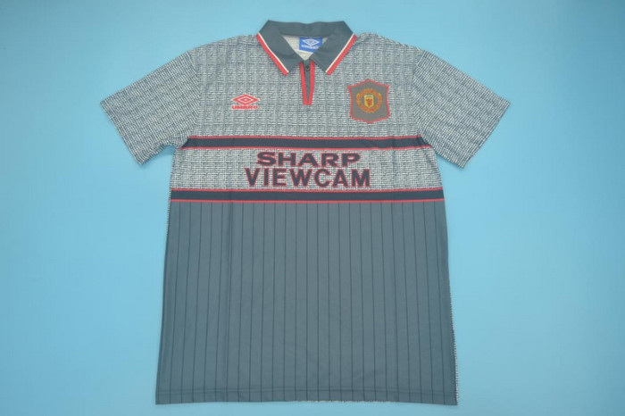 Retro Jersey 1995-1996 Manchester United Third Grey Soccer Jersey Vintage Football Shirt