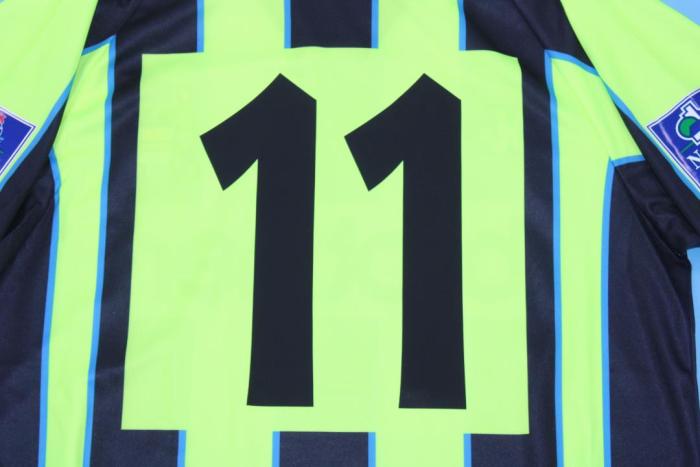 with Patch Retro Jersey 1998-1999 Manchester City 11 Away Soccer Jersey Vintage Football Shirt