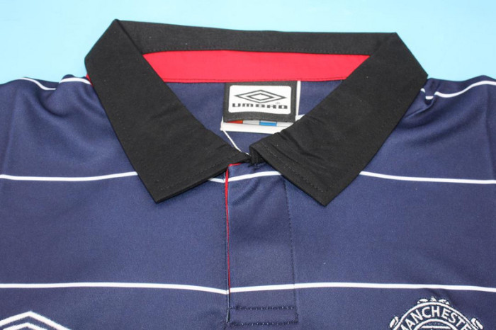 Retro Jersey 1999-2000 Manchester United Away Dark Blue Soccer Jersey Vintage Football Shirt