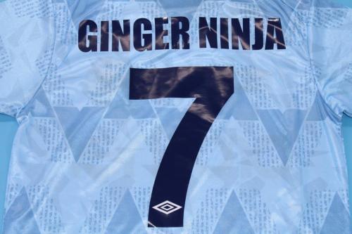 Retro Jersey 1988-1990 Manchester City GINGER NINJA 7 Home Soccer Jersey Blue Vintage Football Shirt