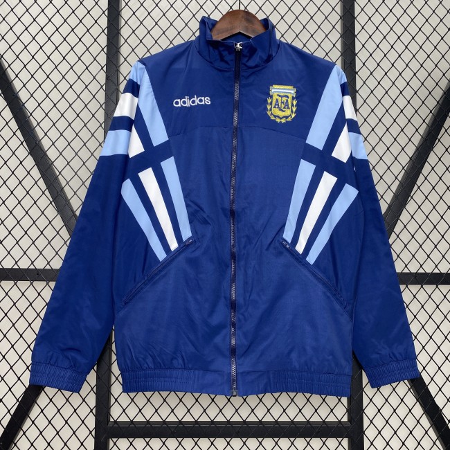 Retro Model Argentina Dark Blue Soccer Windbreaker Jacket Football Jacket