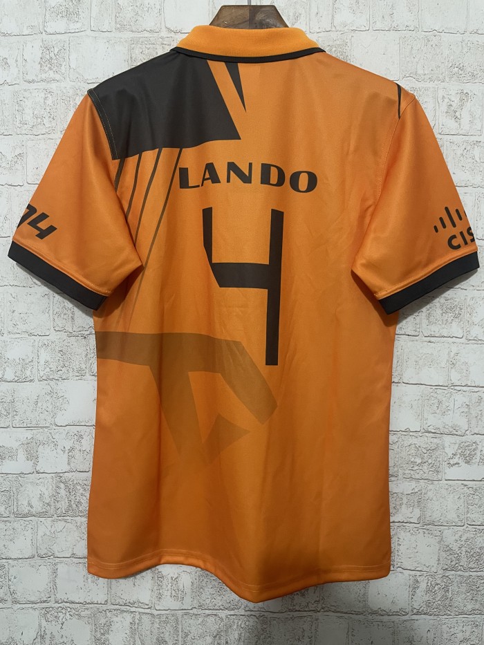 2024 Mclaren LANDO 4 Orange Racing Jersey with Collar