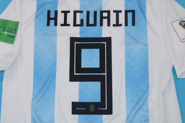 with World Cup Patch Retro Jersey 2018 Argentina HIGUAIN 9 Home Soccer Jersey Vintage Football Shirt