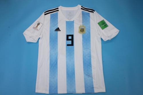 with World Cup Patch Retro Jersey 2018 Argentina HIGUAIN 9 Home Soccer Jersey Vintage Football Shirt