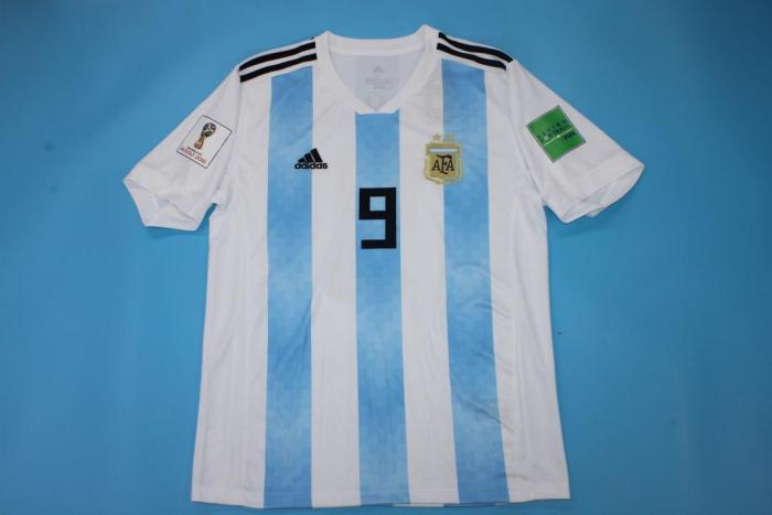 with World Cup Patch Retro Jersey 2018 Argentina HIGUAIN 9 Home Soccer Jersey Vintage Football Shirt