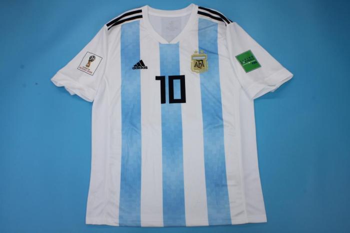 with World Cup Patch Retro Jersey 2018 Argentina MESSI 10 Home Soccer Jersey Vintage Football Shirt