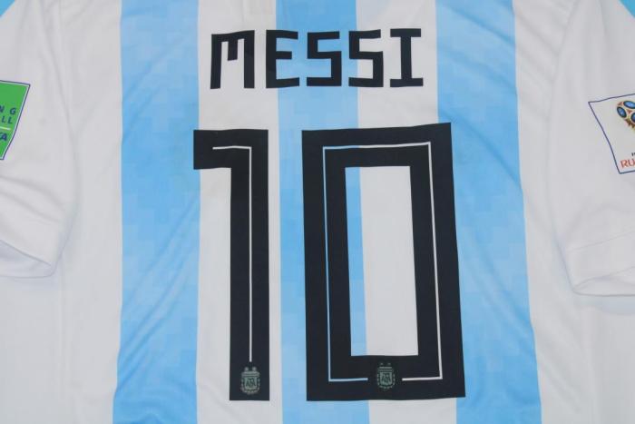 with World Cup Patch Retro Jersey 2018 Argentina MESSI 10 Home Soccer Jersey Vintage Football Shirt