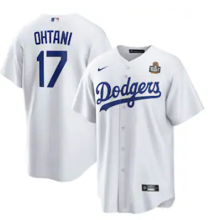 with World Champions Patch Los Angeles Dodgers 17 OHTANI White 2023 Cool Base Jersey