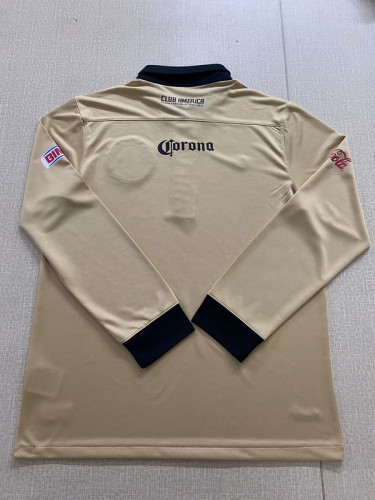 Long Sleeve 2024-2025 Club America Aguilas 95th Anniversary Gold Soccer Jersey Football Shirt