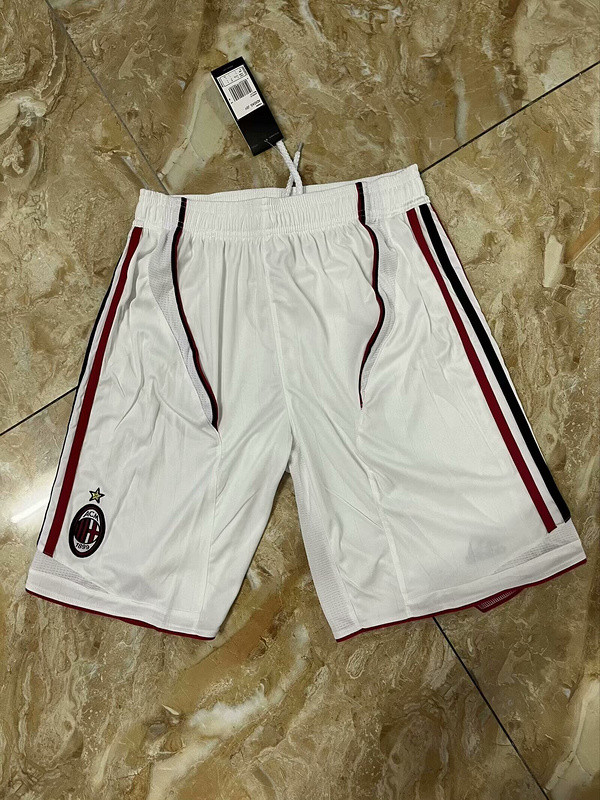 Retro Shorts 2006-2007 Ac Milan Away White Soccer Shorts Vintage Football Shorts