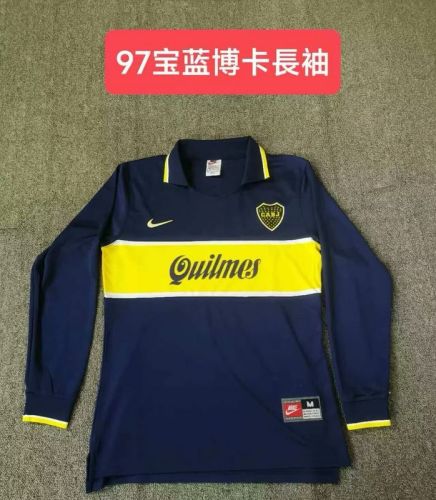 Long Sleeve Retro Jersey 1996-1997 Boca Juniors Home Soccer Jersey Vintage Football Shirt