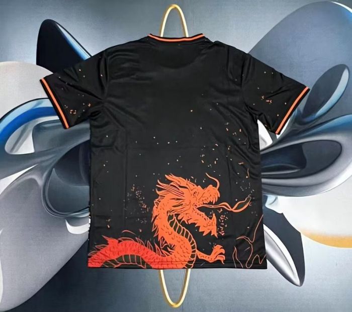 Fan Version Japan 2024 Black/Orange Comic Soccer Jersey Football Shirt