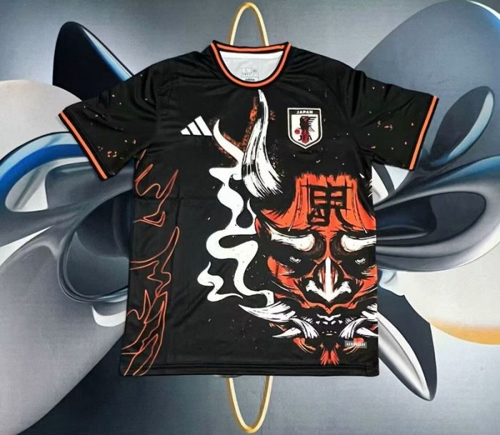 Fan Version Japan 2024 Black/Orange Comic Soccer Jersey Football Shirt