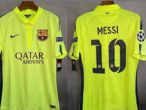 with UCL Patch Retro Jersey 2014-2015 Barcelona MESSI 10 Third Away Soccer Jersey Vintage Football Shirt