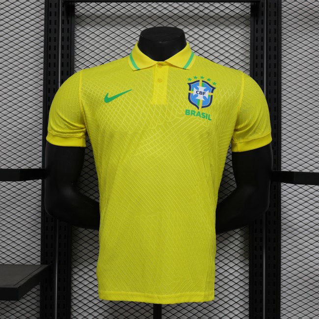 Player Version 2025 Brazil Yellow Soccer Jersey Brasil Football Shirt