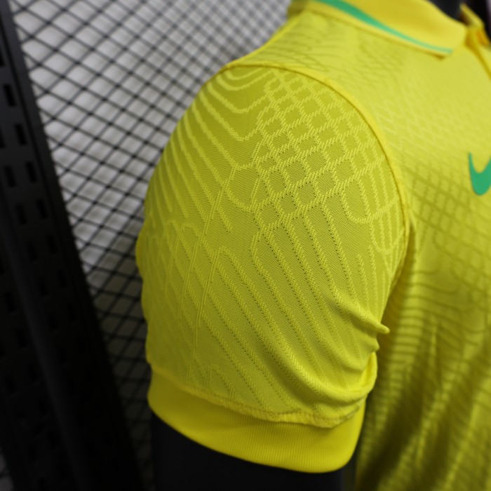 Player Version 2025 Brazil Yellow Soccer Jersey Brasil Football Shirt