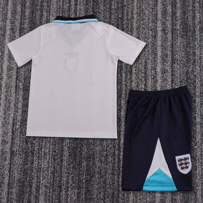 Retro Youth Uniform Kids Kit England 1996 Home Soccer Jersey Shorts Child Football Set