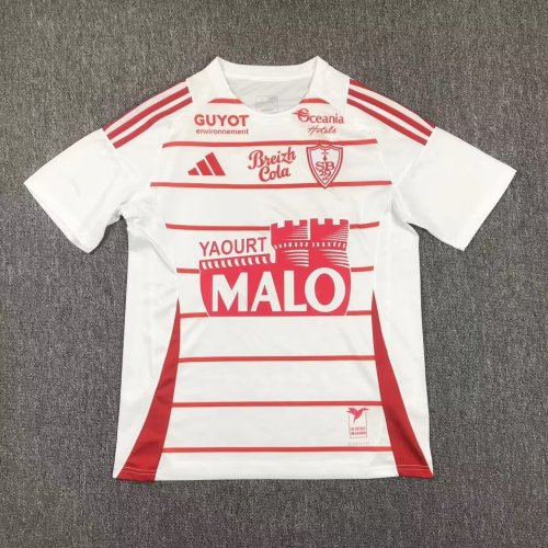 Fans Version 2024-2025 Stade Brestois 29 Away White Soccer Jersey Football Shirt