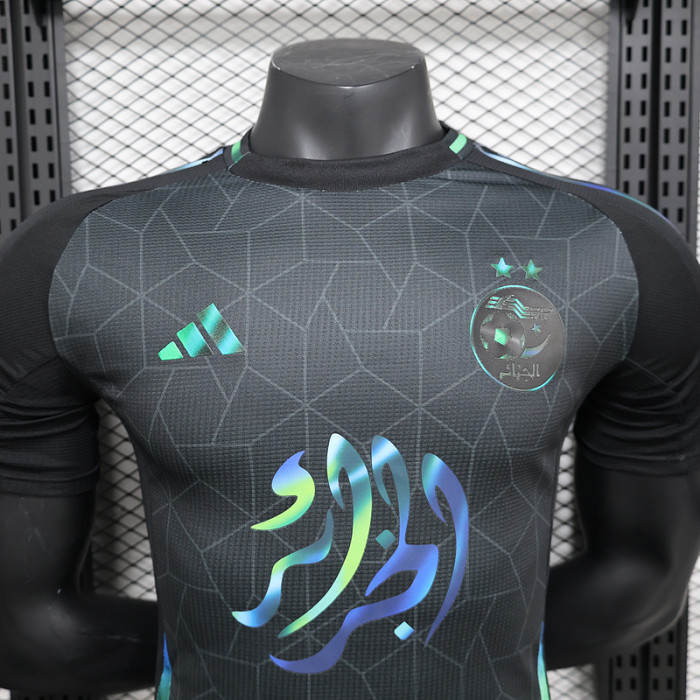 with Sponor Logo Player Version 2025 Algeria Black Special Edition Soccer Jersey Football Shirt