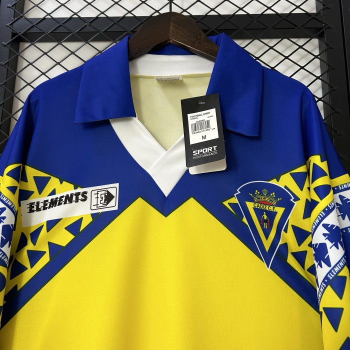 without Sponor Logo Retro Jersey 1991-1992 Cadiz Home Soccer Jersey Vintage Football Shirt