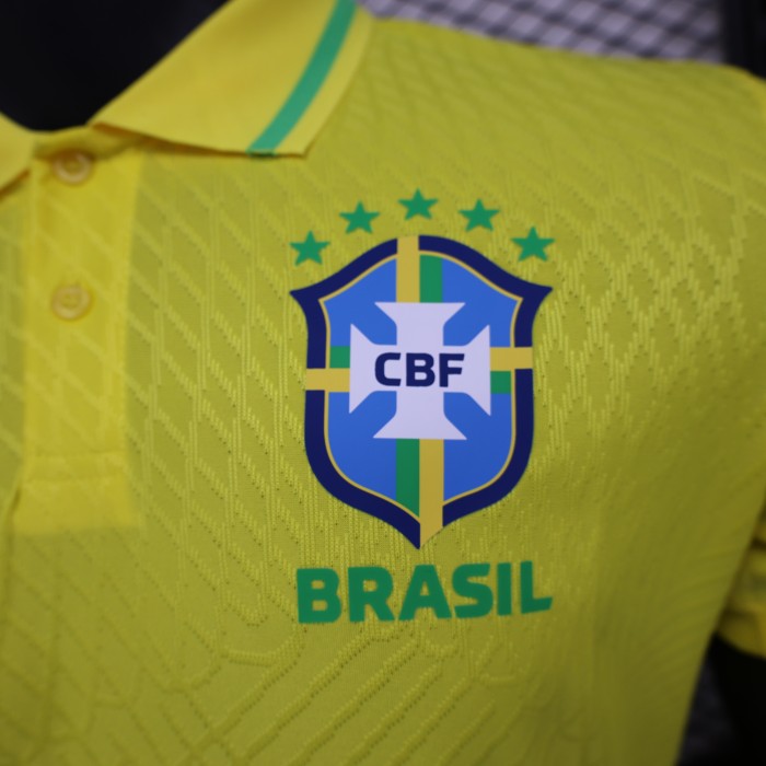 Player Version 2025 Brazil Yellow Soccer Jersey Brasil Football Shirt