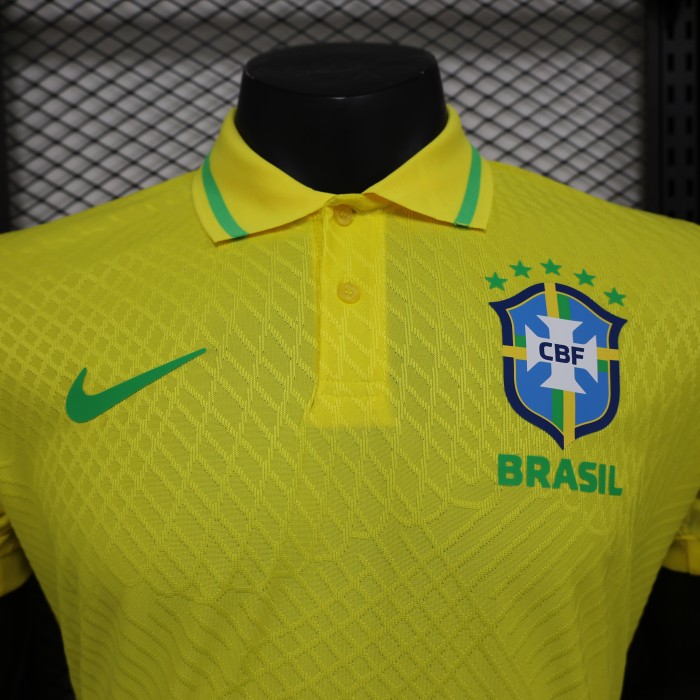 Player Version 2025 Brazil Yellow Soccer Jersey Brasil Football Shirt