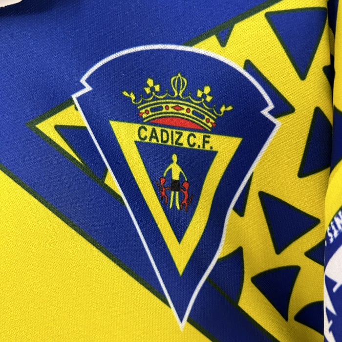 without Sponor Logo Retro Jersey 1991-1992 Cadiz Home Soccer Jersey Vintage Football Shirt