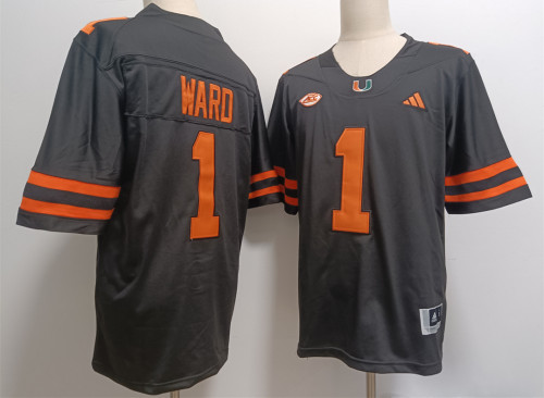 2024 Miami Hurricanes 1 Cam Ward Black NFL Jersey