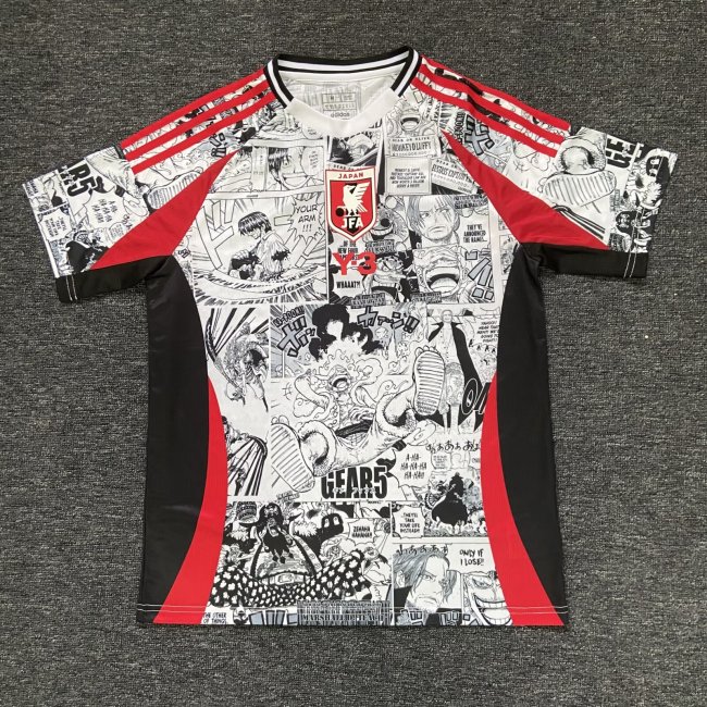 Fan Version Japan 2024 White/Black/Red Comic Soccer Jersey Football Shirt