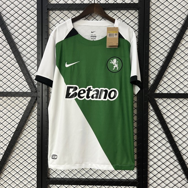 with Sponor Logo Fan Version 2024-2025 Sporting Lisbon Stromp Shirt Soccer Jersey
