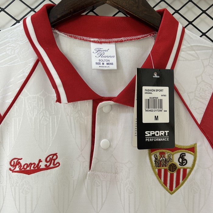 without Sponor Logo Retro Jersey 1992-1993 Sevilla Home Soccer Jersey Vintage Football Shirt