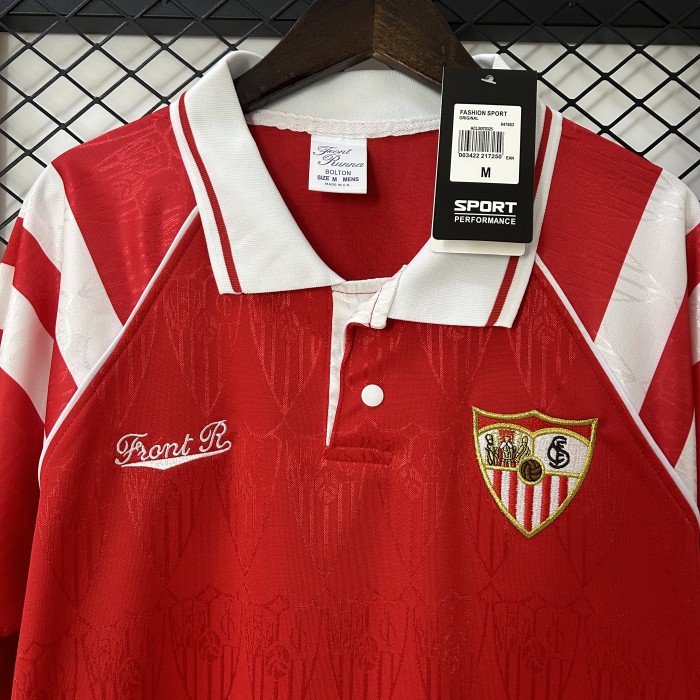 Retro Jersey 1992-1993 Sevilla Away Red Soccer Jersey Vintage Football Shirt