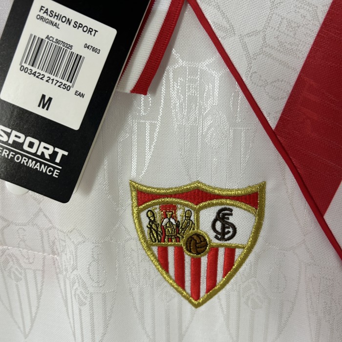 without Sponor Logo Retro Jersey 1992-1993 Sevilla Home Soccer Jersey Vintage Football Shirt