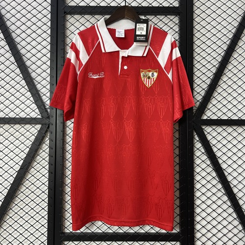 Retro Jersey 1992-1993 Sevilla Away Red Soccer Jersey Vintage Football Shirt