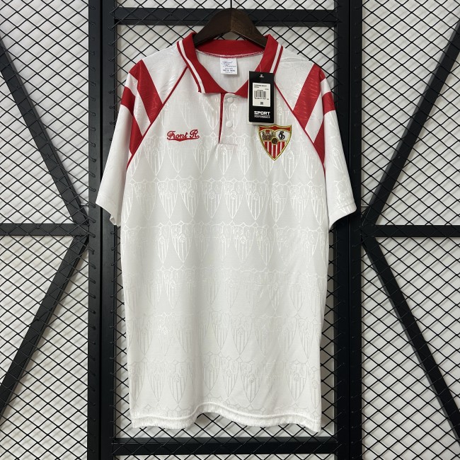 without Sponor Logo Retro Jersey 1992-1993 Sevilla Home Soccer Jersey Vintage Football Shirt