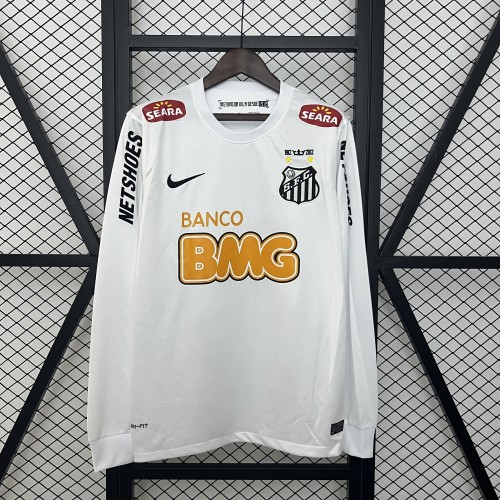 Long Sleeve Retro Jersey 2011-2012 Santos Home Soccer Jersey Football Shirt