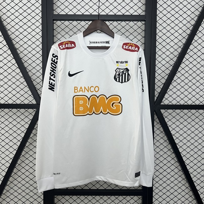 Long Sleeve Retro Jersey 2011-2012 Santos Home Soccer Jersey Football Shirt