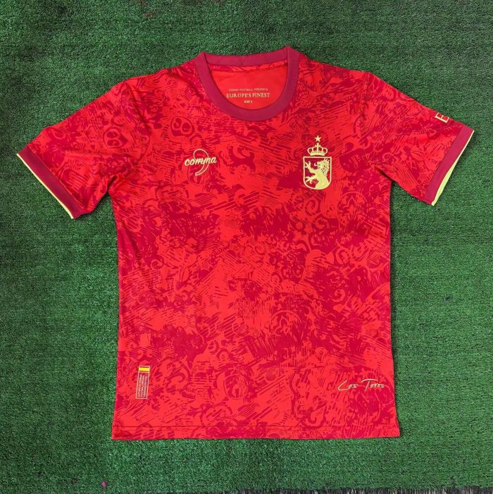 Comma Kit 2024 Spain Red Soccer Jersey España Camisetas de Futbol