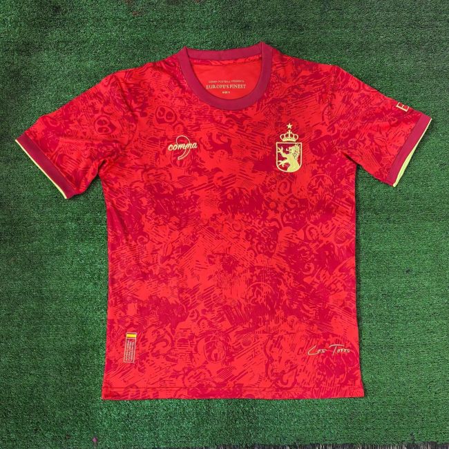 Comma Kit 2024 Spain Red Soccer Jersey España Camisetas de Futbol