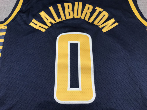 Indiana Pacers 0 HALIBURTON Dark Blue NBA Shirt Basketball Jersey