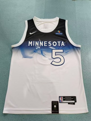 2025 City Edition Minnesota Timberwolves 5 EDWARDS White NBA Jersey Basketball Shirt