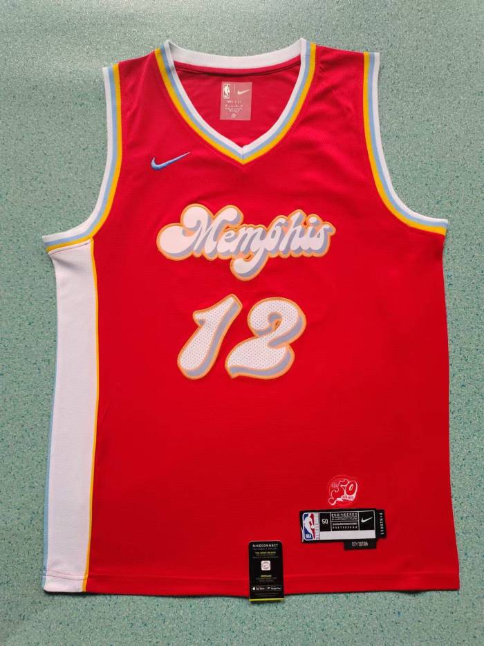 2025 City Edition Memphis Grizzlies 12 MORANT Red NBA Jersey Basketball Shirt