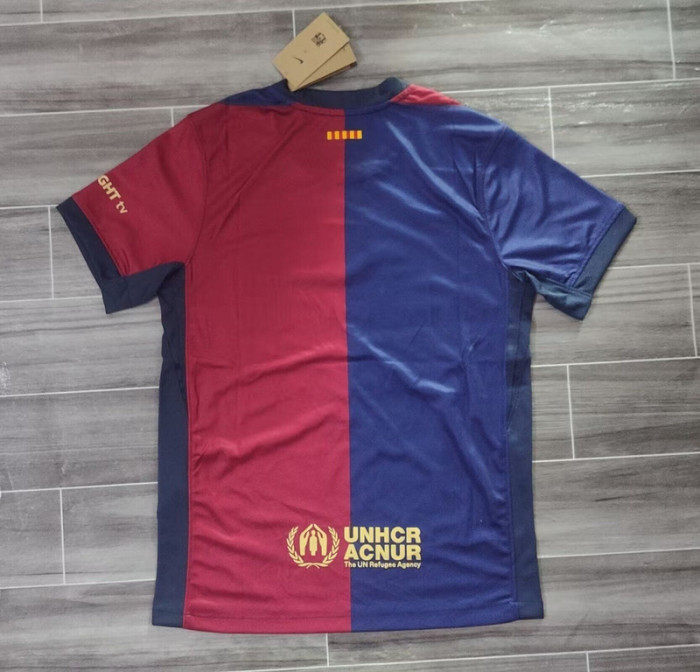 without Sponor Logo Fan Version 2024-2025 Barcelona 125th Anniversary Home Soccer Jersey Barca Camisetas de Futbol