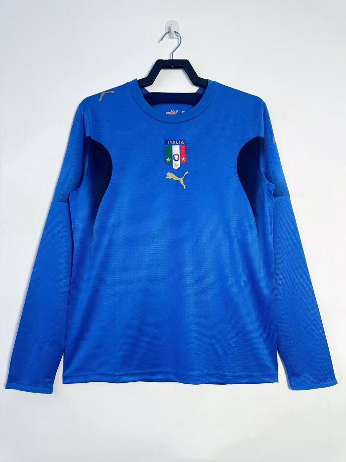Long Sleeve Retro Jersey 2006 Italy Home Soccer Jersey Vintage Football Shirt