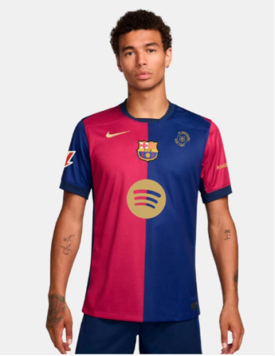 with 125th Anniversary Logo+Big Spofity+LALIGA Patch Player Version 2024-2025 Barcelona Home Soccer Jersey Barca Camisetas de Futbol