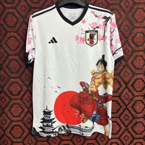 Fan Version Japan 2024 White/Pink/Red/Gold Comic Soccer Jersey Football Shirt